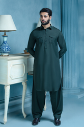 Olive Dual Flap Designer Suit