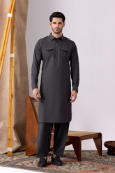 Charcoal Dual Flap Designer Suit