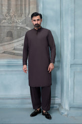 Elite Hidden Placket Designer Suit - Maroon