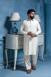 CREAM- Premium Textured Kameez Shalwar