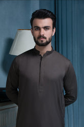 Elite Hidden Placket Designer Suit - Choco Brown