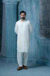 OFF-WHITE - Premium Textured Kameez Shalwar