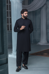 Black Textured Designer Suit