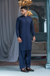 Navy Textured Designer Suit