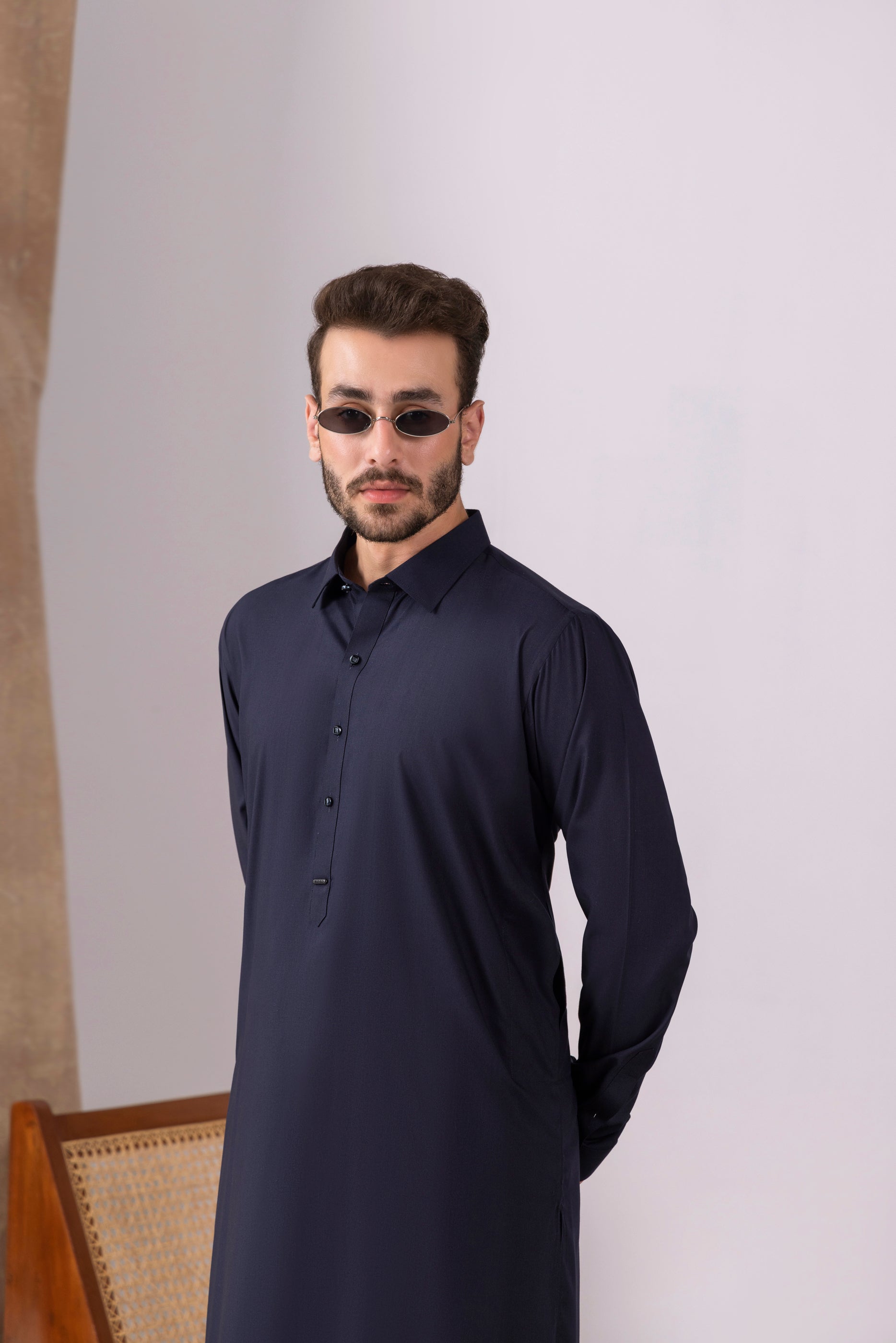 Navy Collar Kameez Shalwar