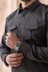 Charcoal Dual Flap  Designer Suit