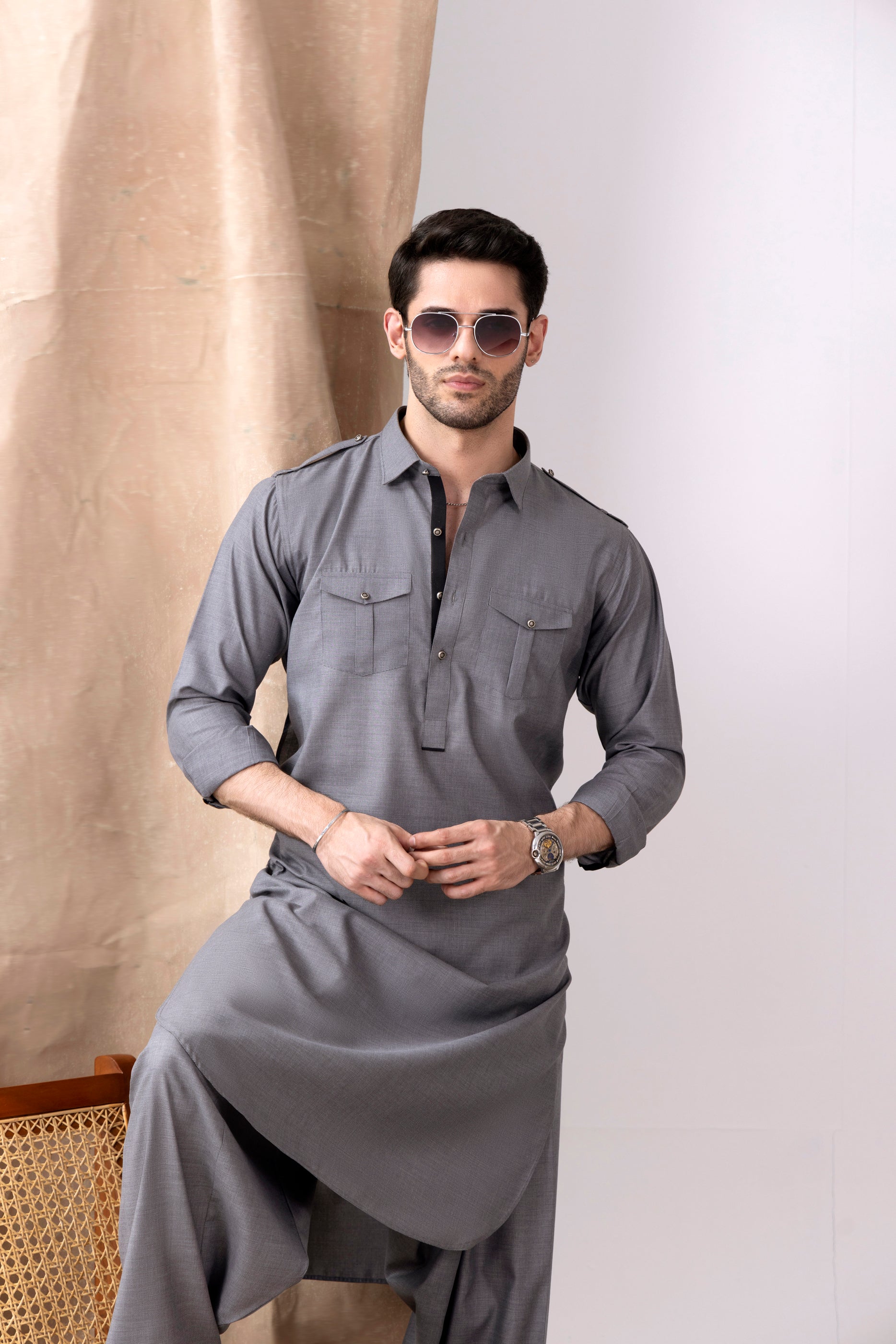 Urban Grey Dual Flap Designer Suit