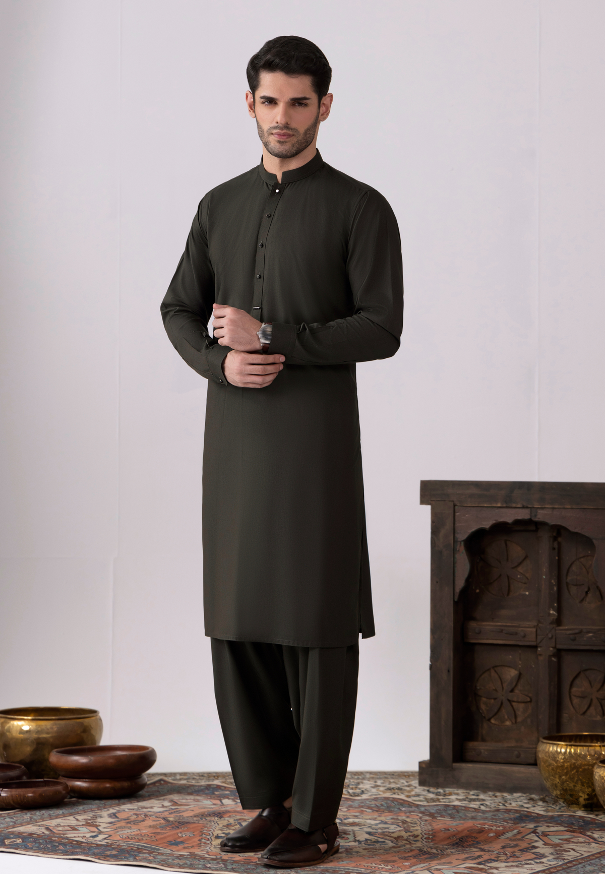 Olive Ban Kameez Shalwar