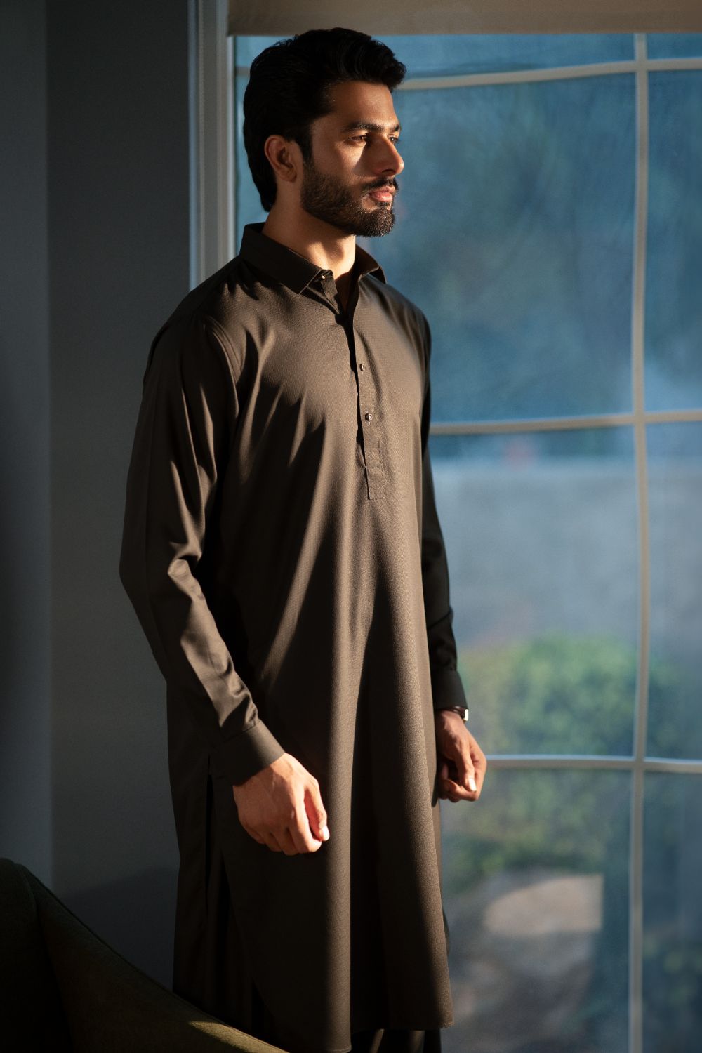 BROWN- Premium Textured Kameez Shalwar