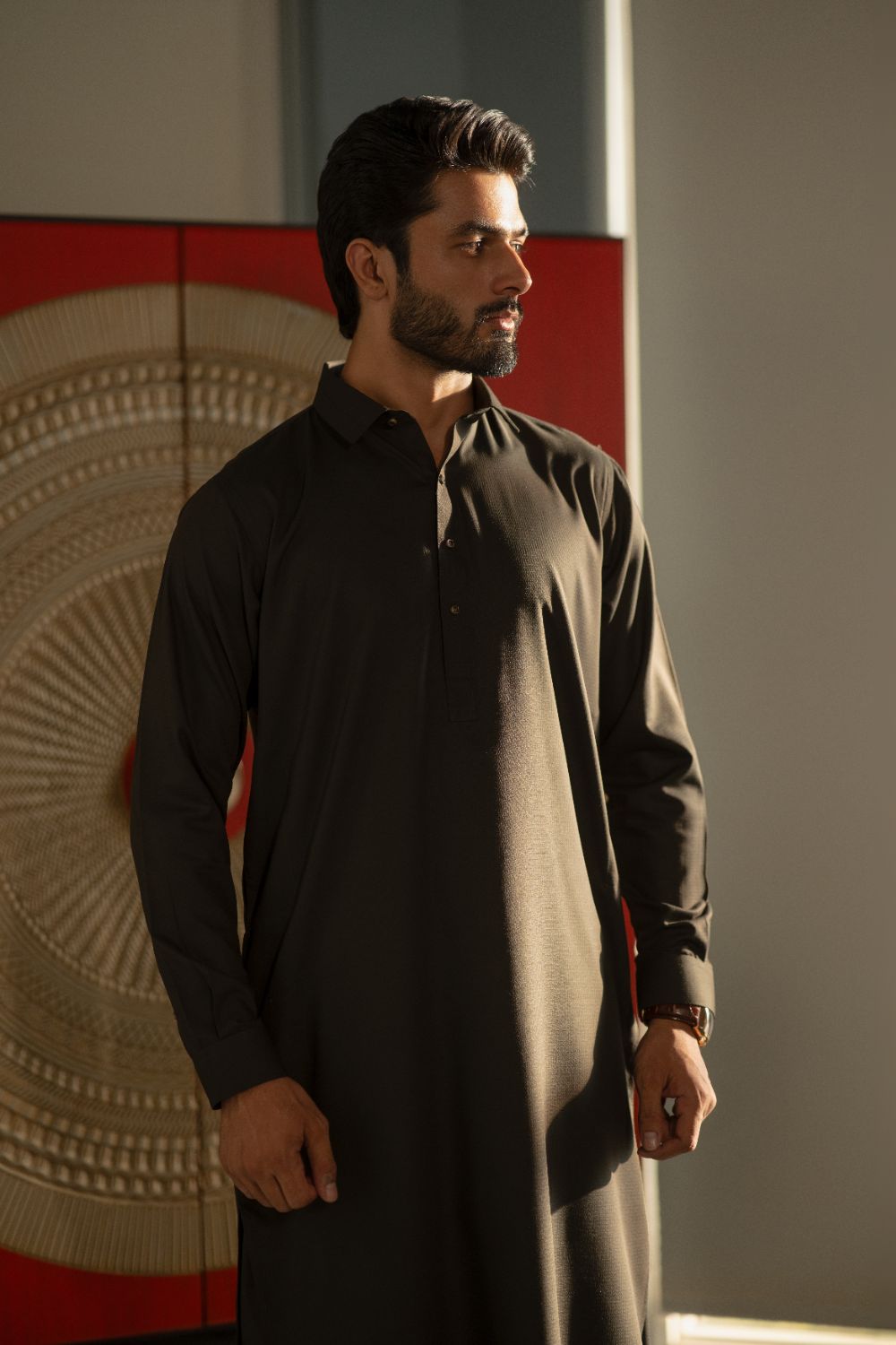 BROWN- Premium Textured Kameez Shalwar
