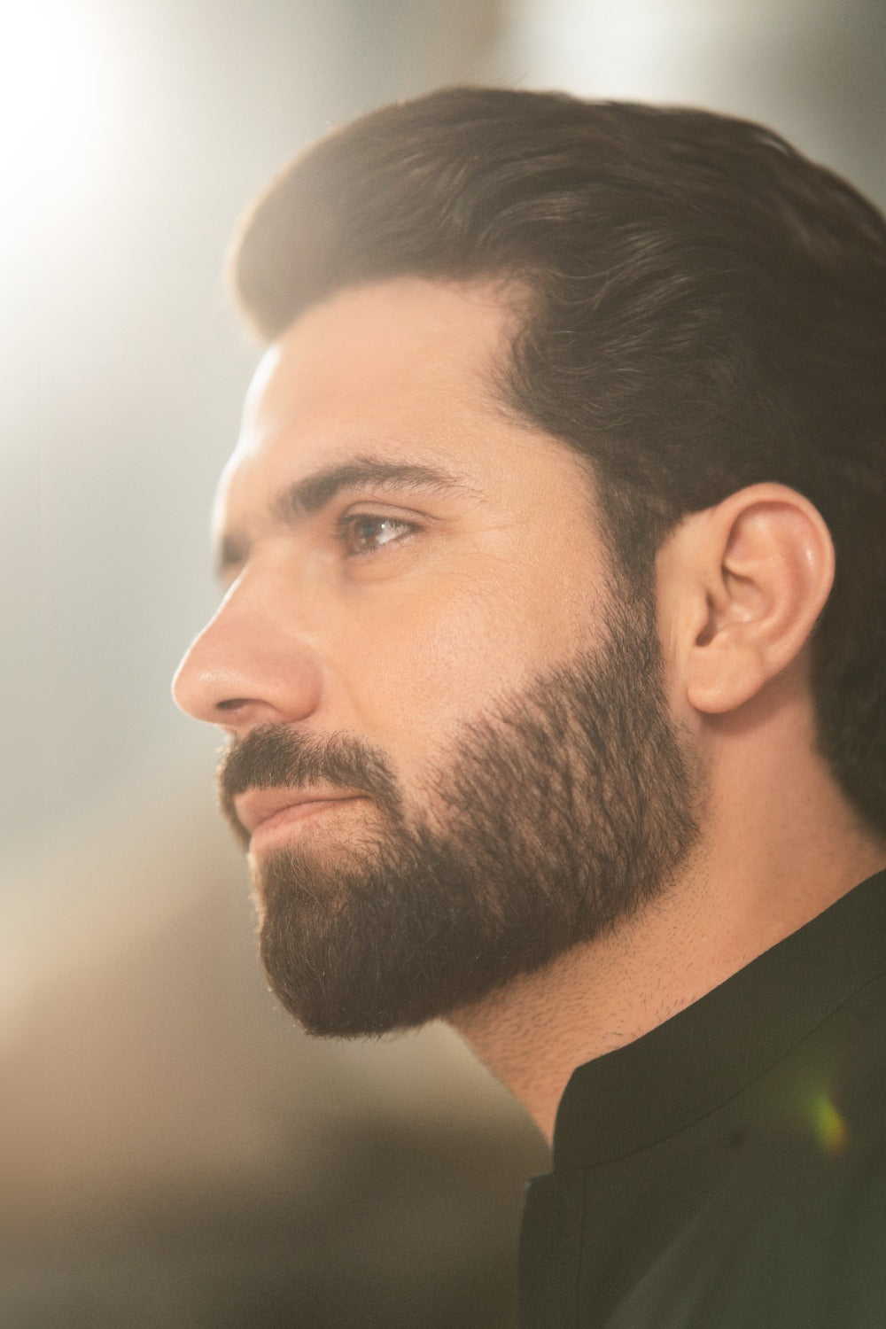 Elite Hidden Placket Designer Suit - Black