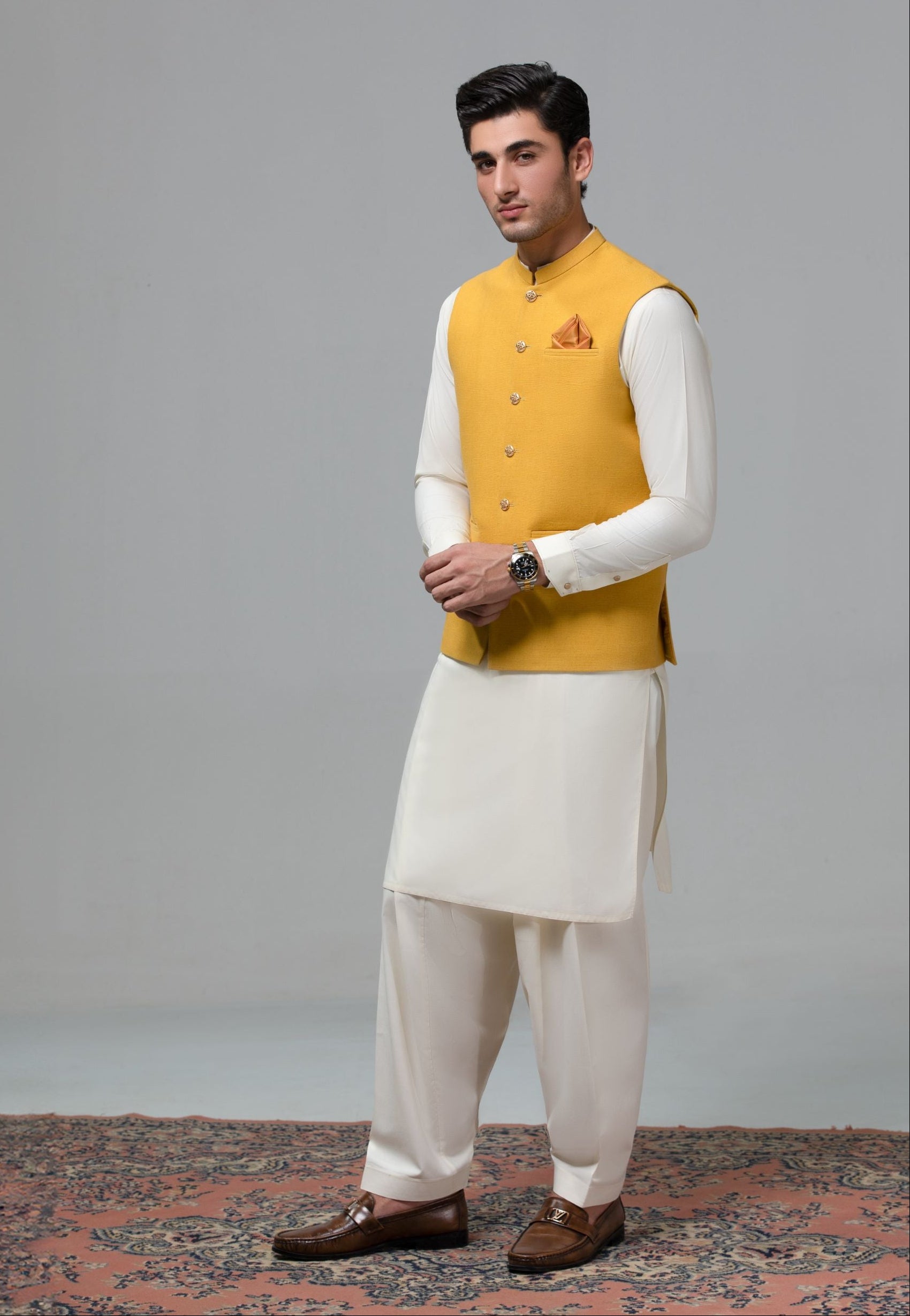 MUSTARD GOLD DESIGNER WAISTCOAT