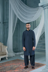 NAVY- Premium Textured Kameez Shalwar