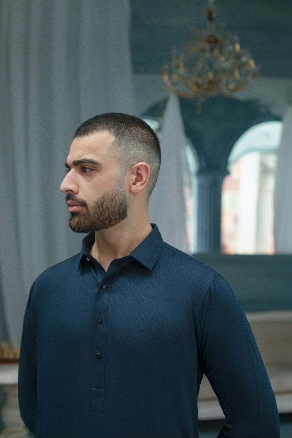 NAVY- Premium Textured Kameez Shalwar