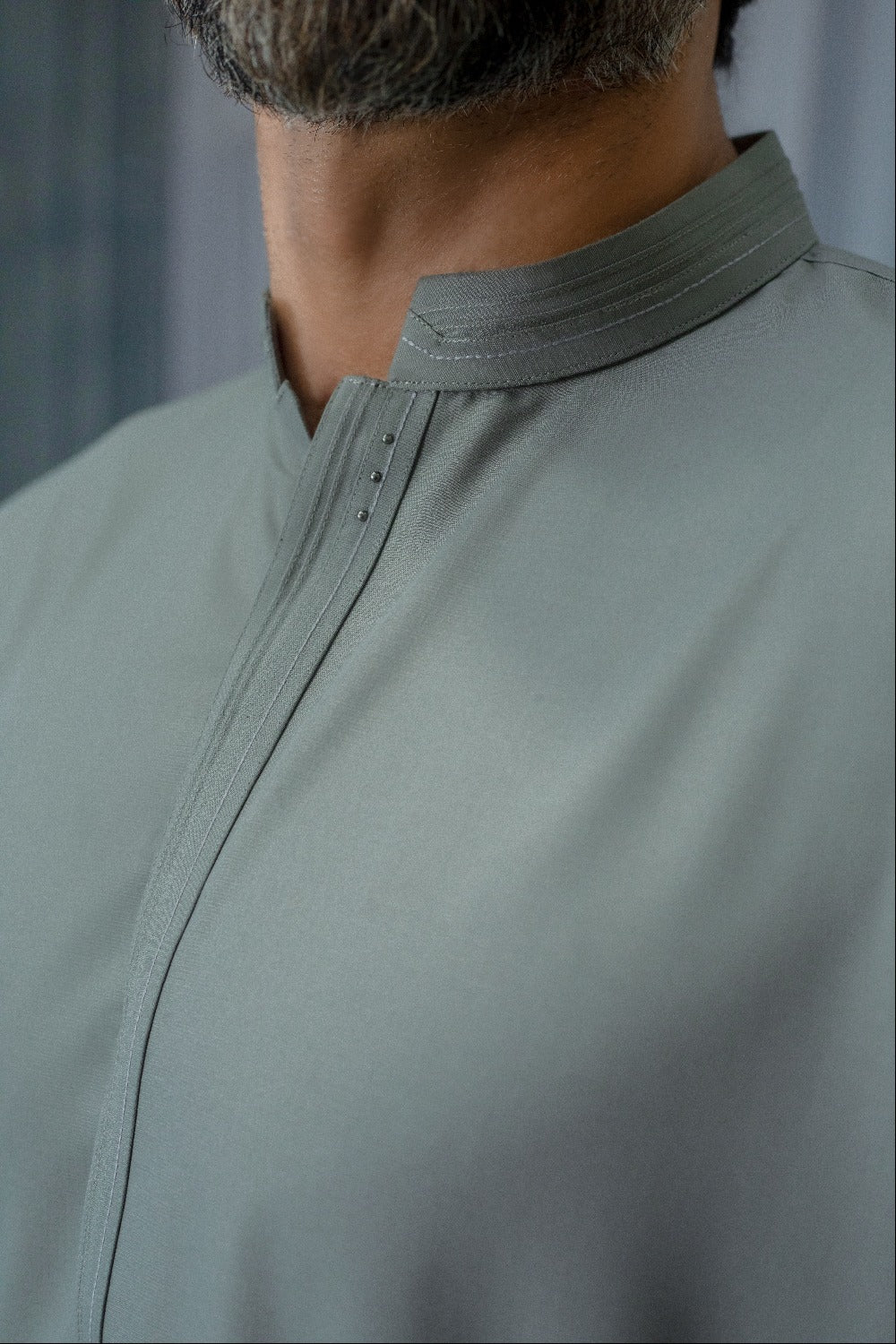 Elite Hidden Placket Designer Suit - Light Grey