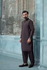 Elite Hidden Placket Designer Suit - Maroon