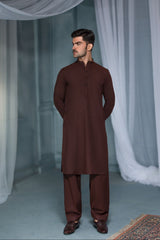 Maroon- Premium Textured Kameez Shalwar (Single Button)