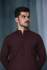 Maroon- Premium Textured Kameez Shalwar (Single Button)