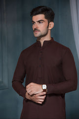 Maroon- Premium Textured Kameez Shalwar (Single Button)