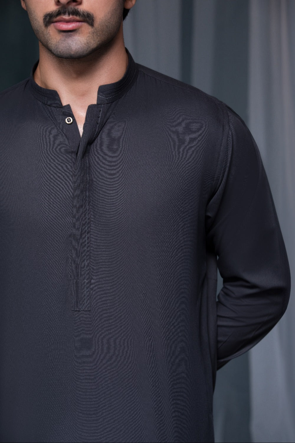 Elite Hidden Placket Designer Suit - Charcoal Grey