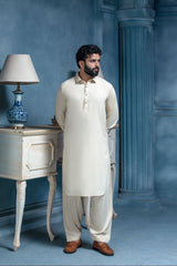CREAM- Premium Textured Kameez Shalwar