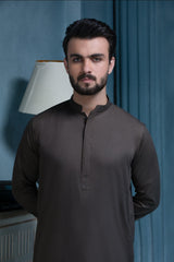 Elite Hidden Placket Designer Suit - Choco Brown