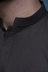 Elite Hidden Placket Designer Suit - Choco Brown