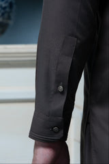 Elite Hidden Placket Designer Suit - Choco Brown