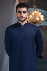Navy Textured Designer Suit