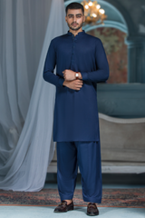 Navy Textured Designer Suit